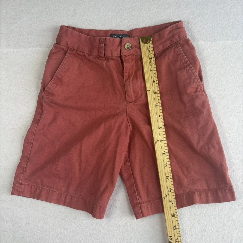 Polo Ralph Lauren Boys Chino Shorts Size 8 Coral Classic Fit Flat Front